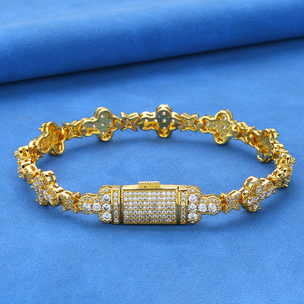 Hip hop 10mm cross star Moissanite bracelet womens high-end versatile accessory mens bracelet