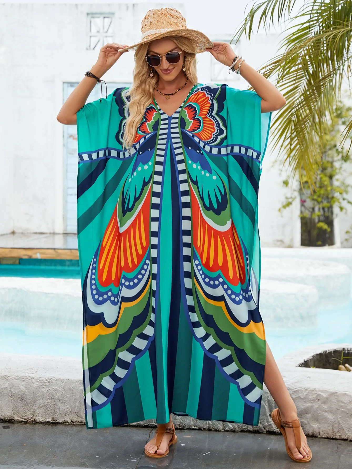 Kaftan Dresses for Women Plus Size Bathing Suit Cover up Caftan Maxi Beach Dresses 250604