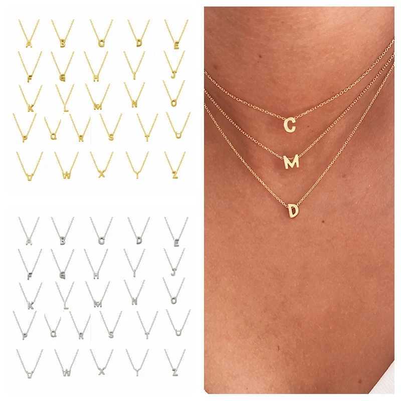CANNER A-Z 26 Letters Necklace 925 Sterling Silver Necklace For Women 2022 Gold 18k Jewelry Chain Choker Necklace Collares Gifts XJ250604