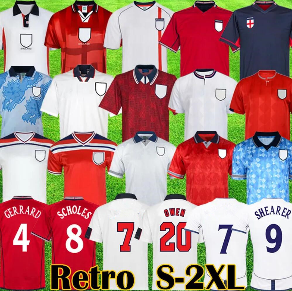 EnglandS Retro Soccer Jerseys 1966 1980 1982 1984 1986 1988 1990 1992 1994 1996 1998 2000 2002 2004 2006 2010 2012 football shirt T KANE ROONEY OWEN MOORE LINEKER