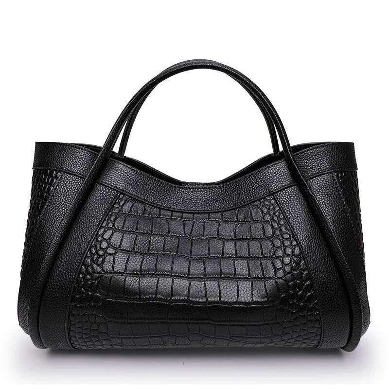 Aidrani New Women's Crocodile Pattern Handbag Simple Elegant High Quality Cowhide Mother And Child Bag 2025/06/05