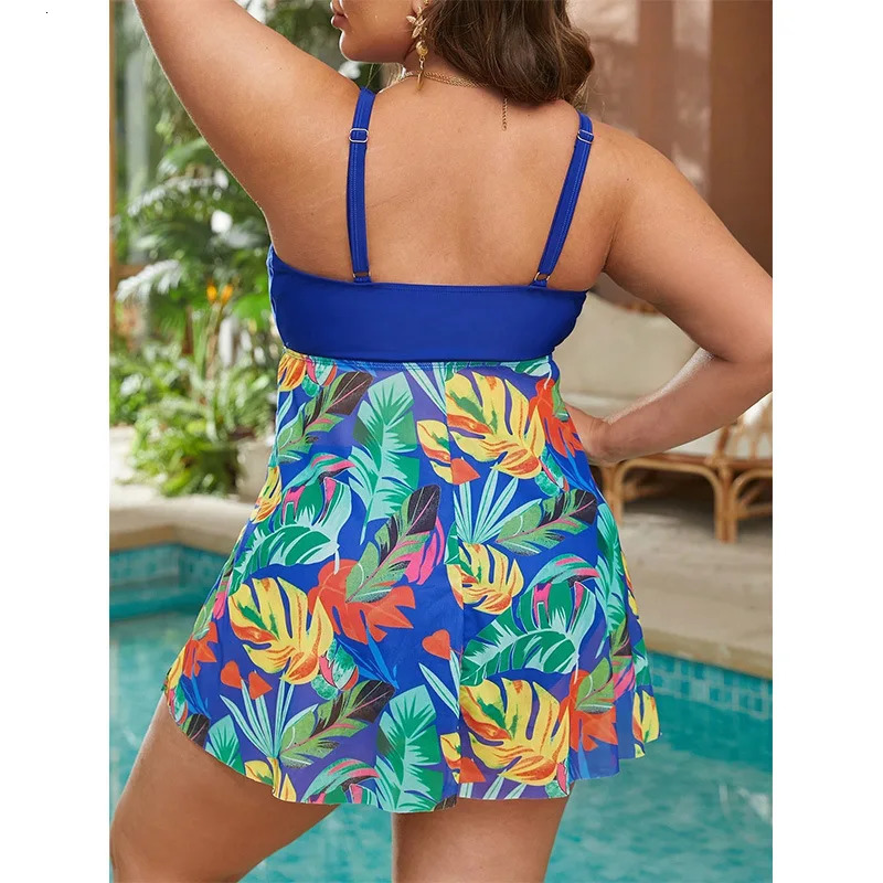 Skirt Style Plus Size Split Swimsuit Womens Sexy Bikini Deep v Gathering Backless High Waisted Casual Y2k 250529Z