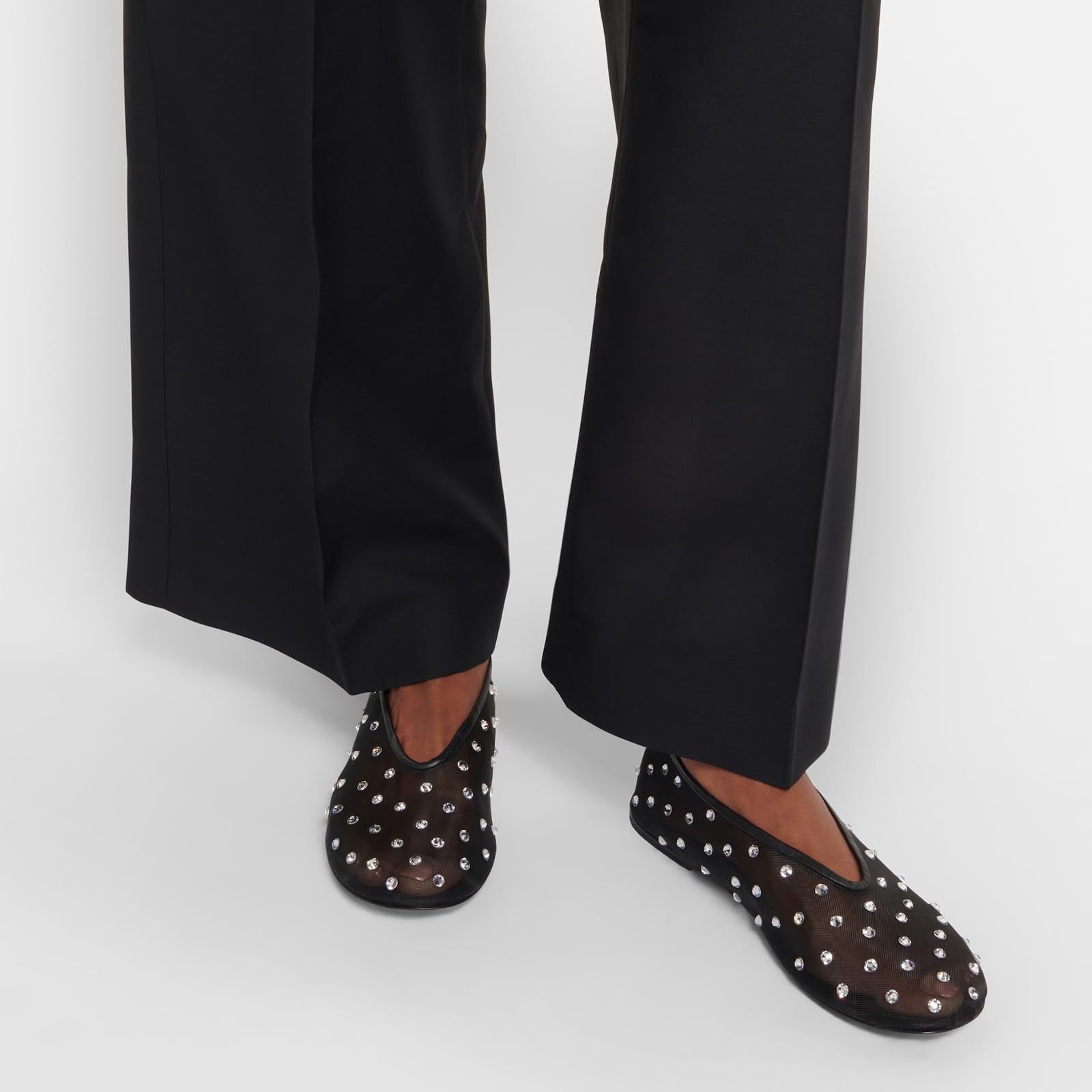 arqa crystalembellished mesh flats rhinestone ballet flat slip on ballerina shoes comfortable casual gauze shoe