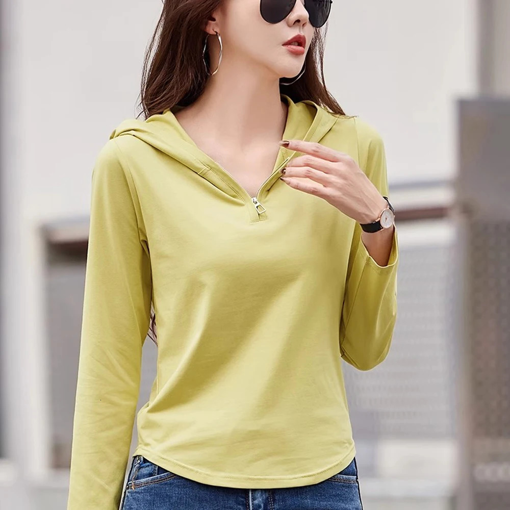 European station hooded long sleeved tshirt womens spring highend light y loose casual oversized top 250604