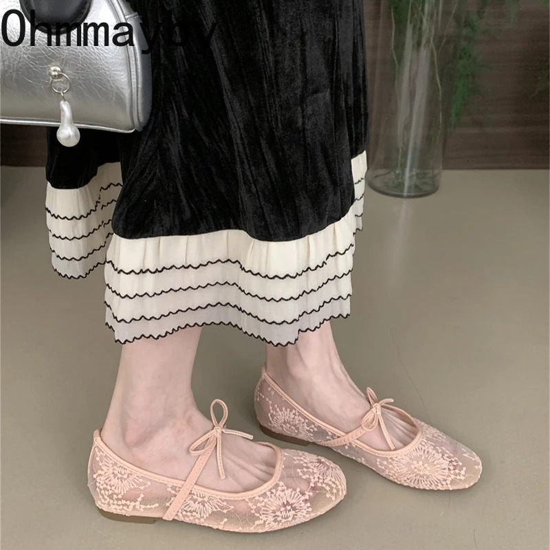 2025 Spring Lace Women Mary Jane Shoes Fashion Slip On Comfort Street Style Soft Sole Female Dress Flats Shoes 250603