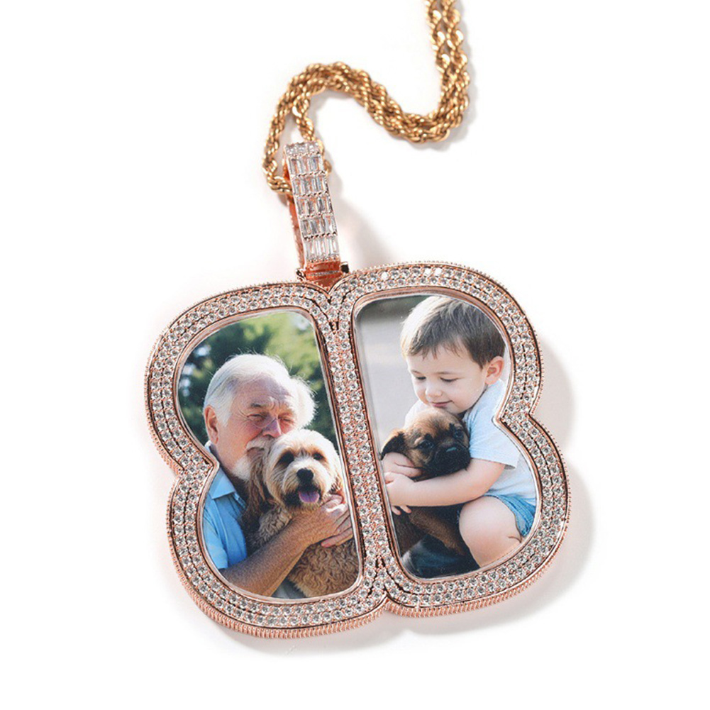 Custom Photo Pendant Necklace Personality Geometry Memorial Frame Medal Jewelry
