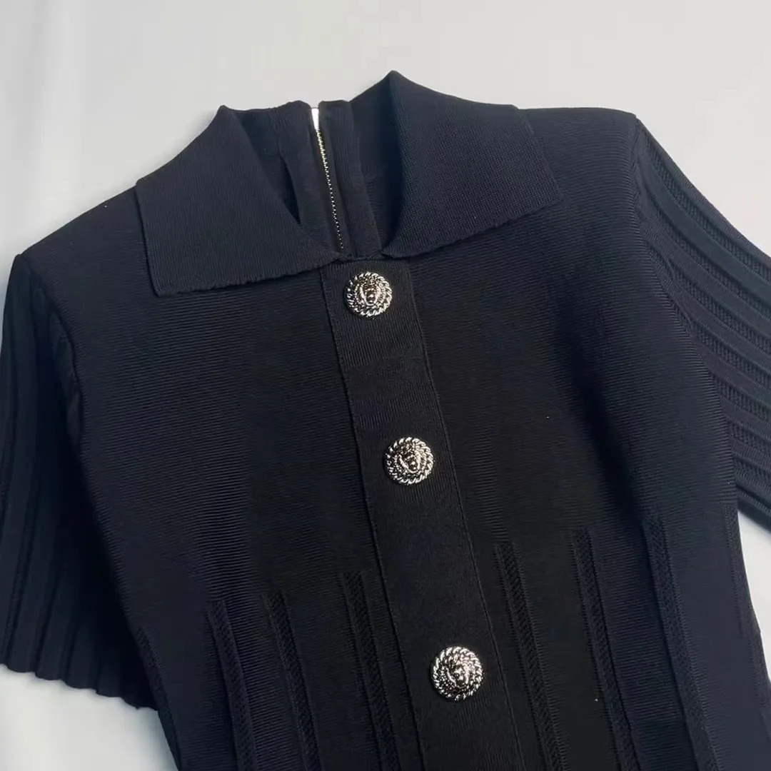 Women Summer Short Sleeve ALine Knitted Dresses Cotton Slim Fit Casual V Neck Bodycon Midi Dress Free Size 250604