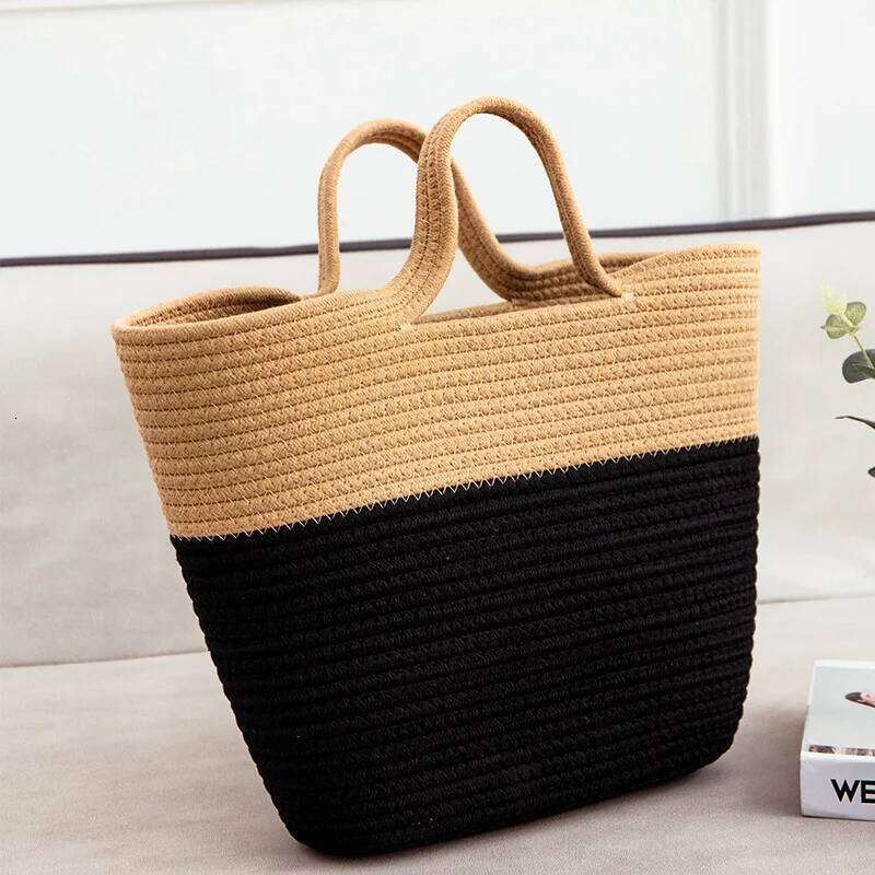 Fashion Straw Woven Handbag For Women Summer Beach Ladies Retro Rattan Travel Shoulder Bohemia Handle Tote Bag