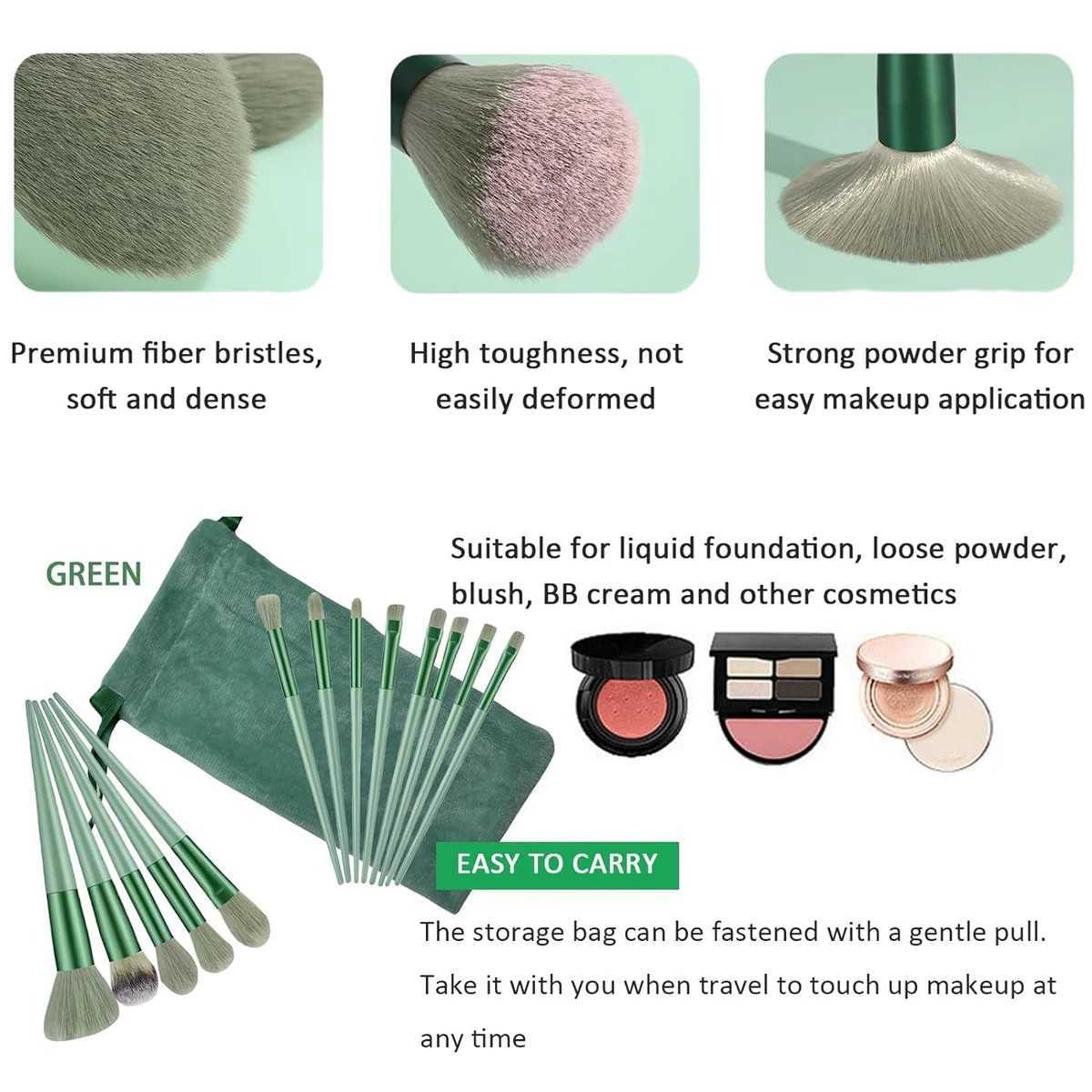 13PCS Four Seasons Green Makeup Brush Green Makeup Quick Drying Makeup Brush Set Super Soft powder ber Powder Brush W250605