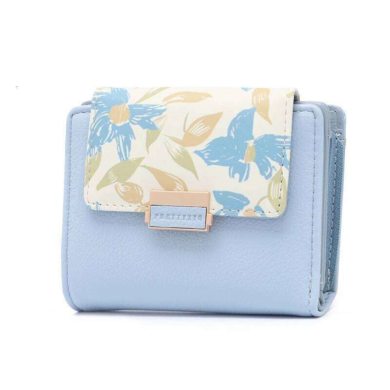 Wallet new Korean version PU Lychee sweet lady print zipper buckle female student coin wallet multi-card folding