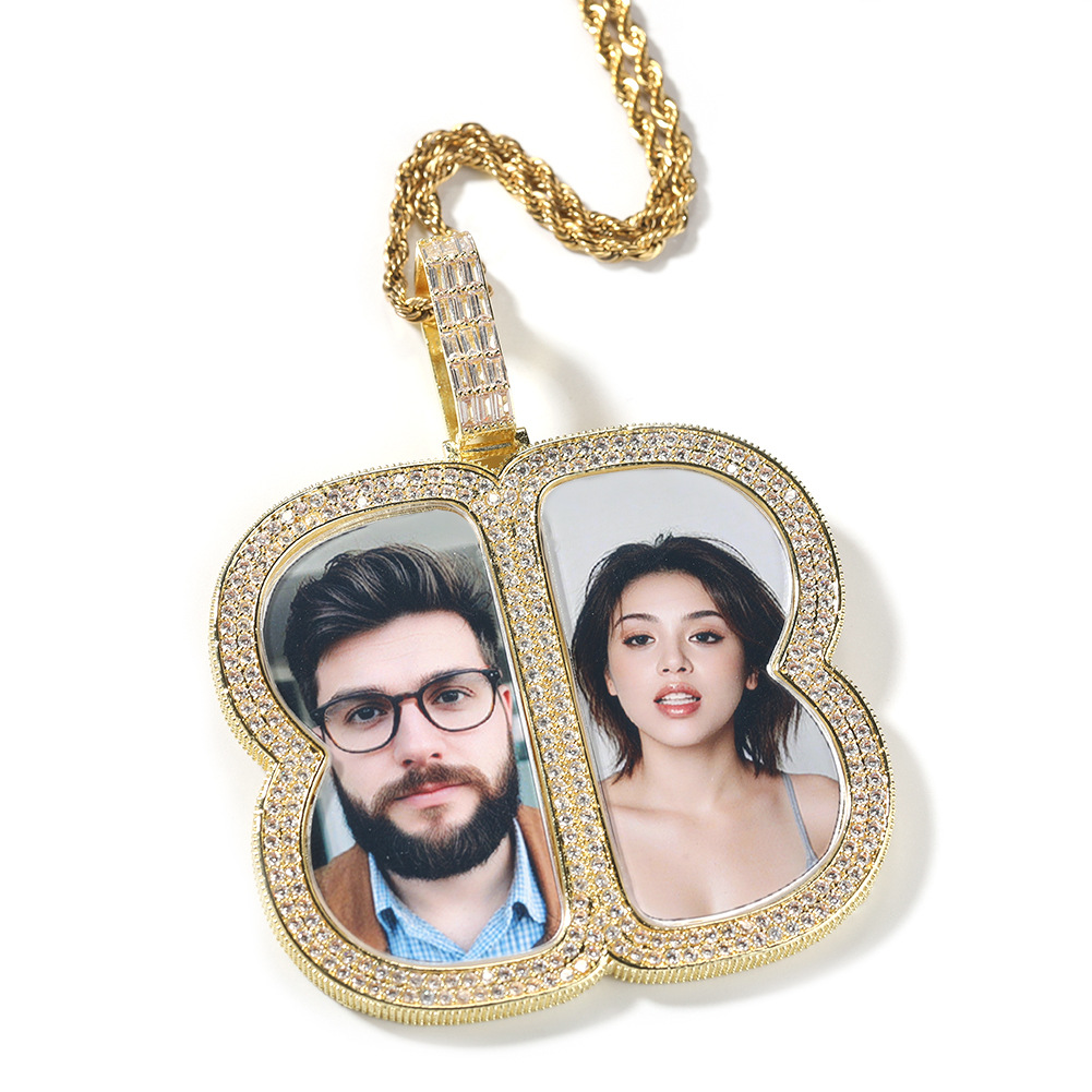Custom Photo Pendant Necklace Personality Geometry Memorial Frame Medal Jewelry