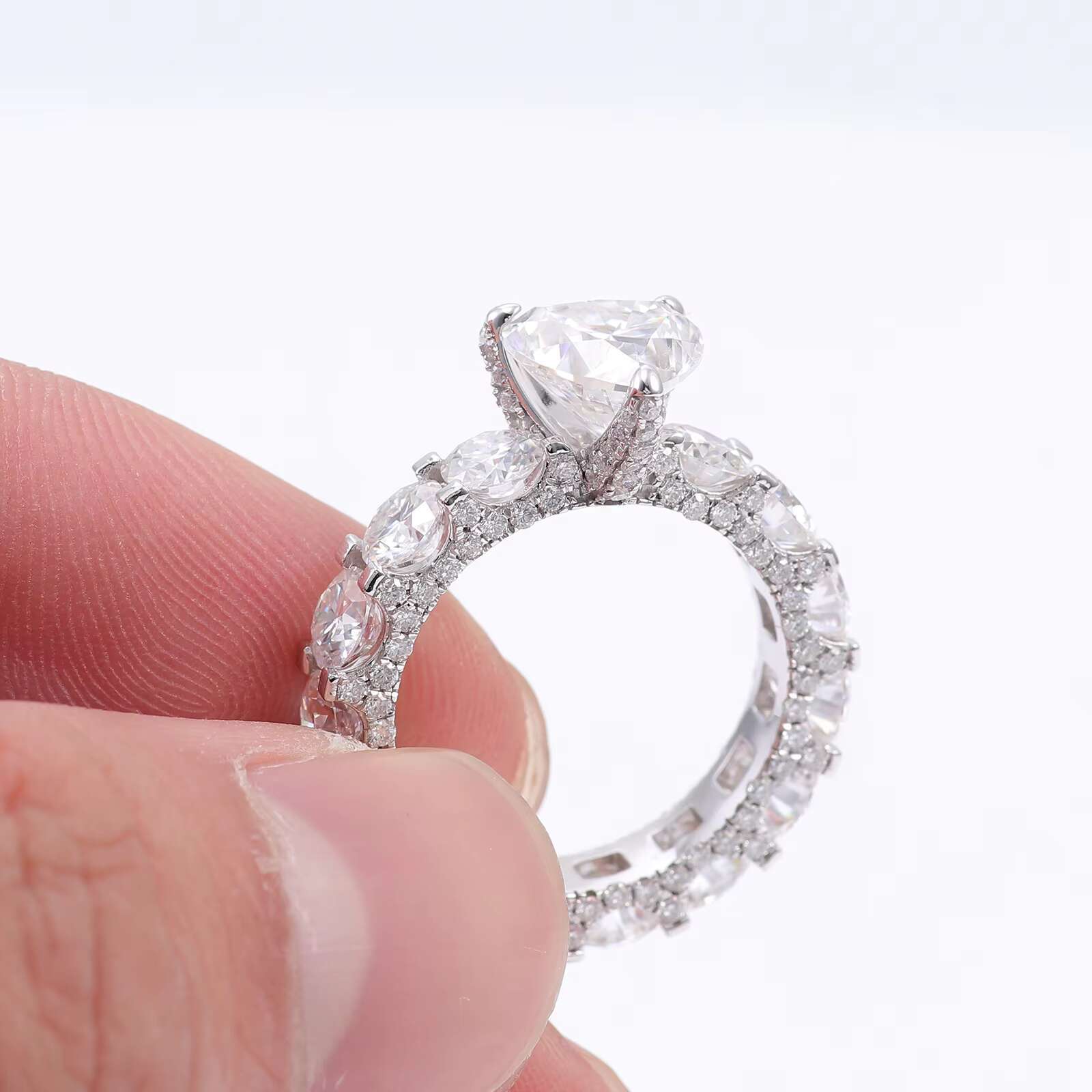 High Quality 14K White Gold Ring DEF Heart Shape VVS 2.8ct White Moissanite Diamond Ring Engagement Wedding for Women