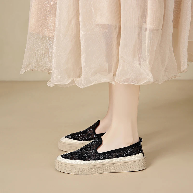 Female Flat Shoes Breathable Mesh Women Casual Shoes Summer 2025 Vulcanized Shoes Slip On Women Espadrilles Walking Sneakers 250603