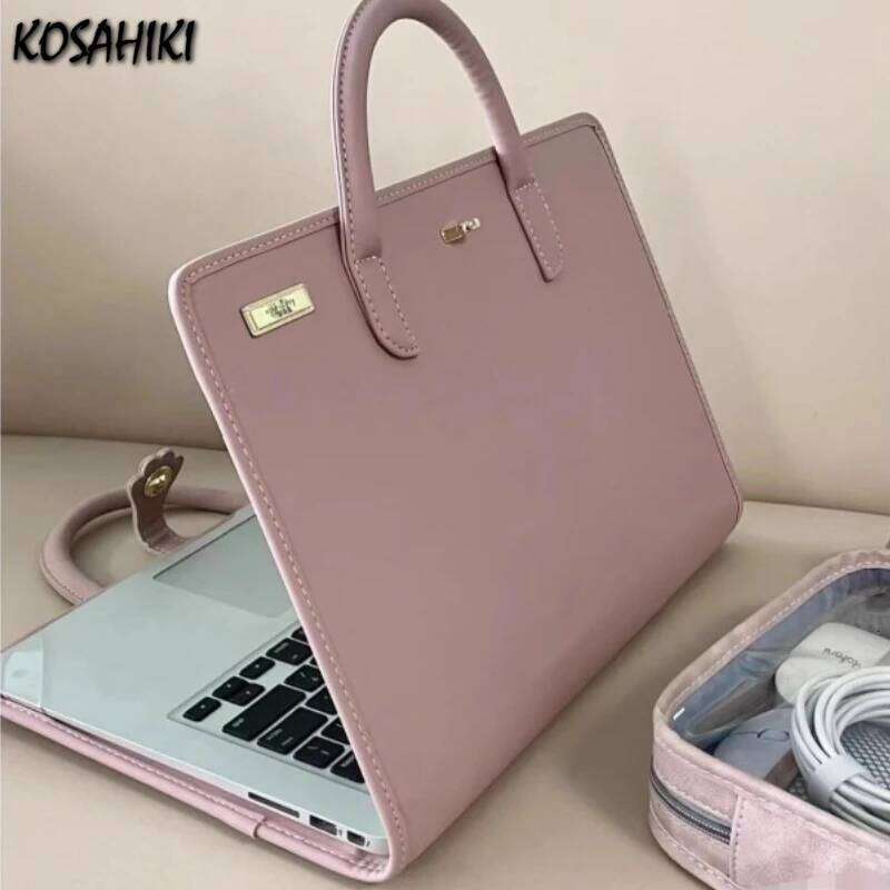 Women's Bags Designer Pink Girls Casual All Match Simple Top-Handle Bags Korean Solid Trendy Chic Laptop Bag Sweet Y2k Fashion Travel Women'