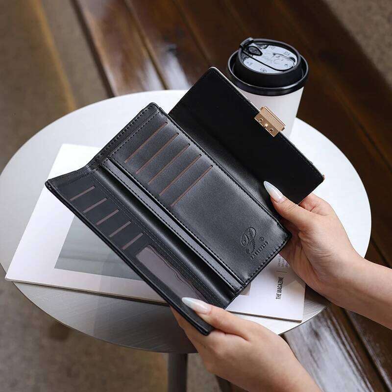 summer new women's long Korean PU print buckle folding can expand mobile phone wallet multi-card fashion trend ins n