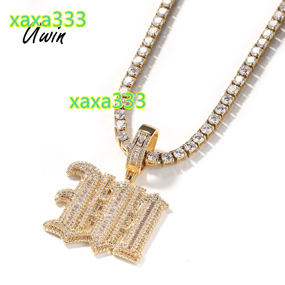 Iced Out A-Z Letter Pendant Large Ancient English Letter Necklace Baguette Single Name Pendant Hot Sales Jewelry