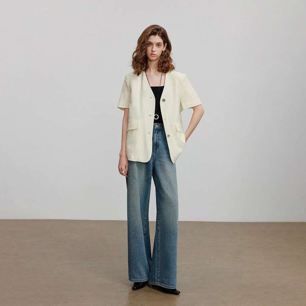 Coats Designer Women TOYOUTH Women Blazer 2025 Summer New Short Sleeve OL Jacket Coat 8525006 Designer