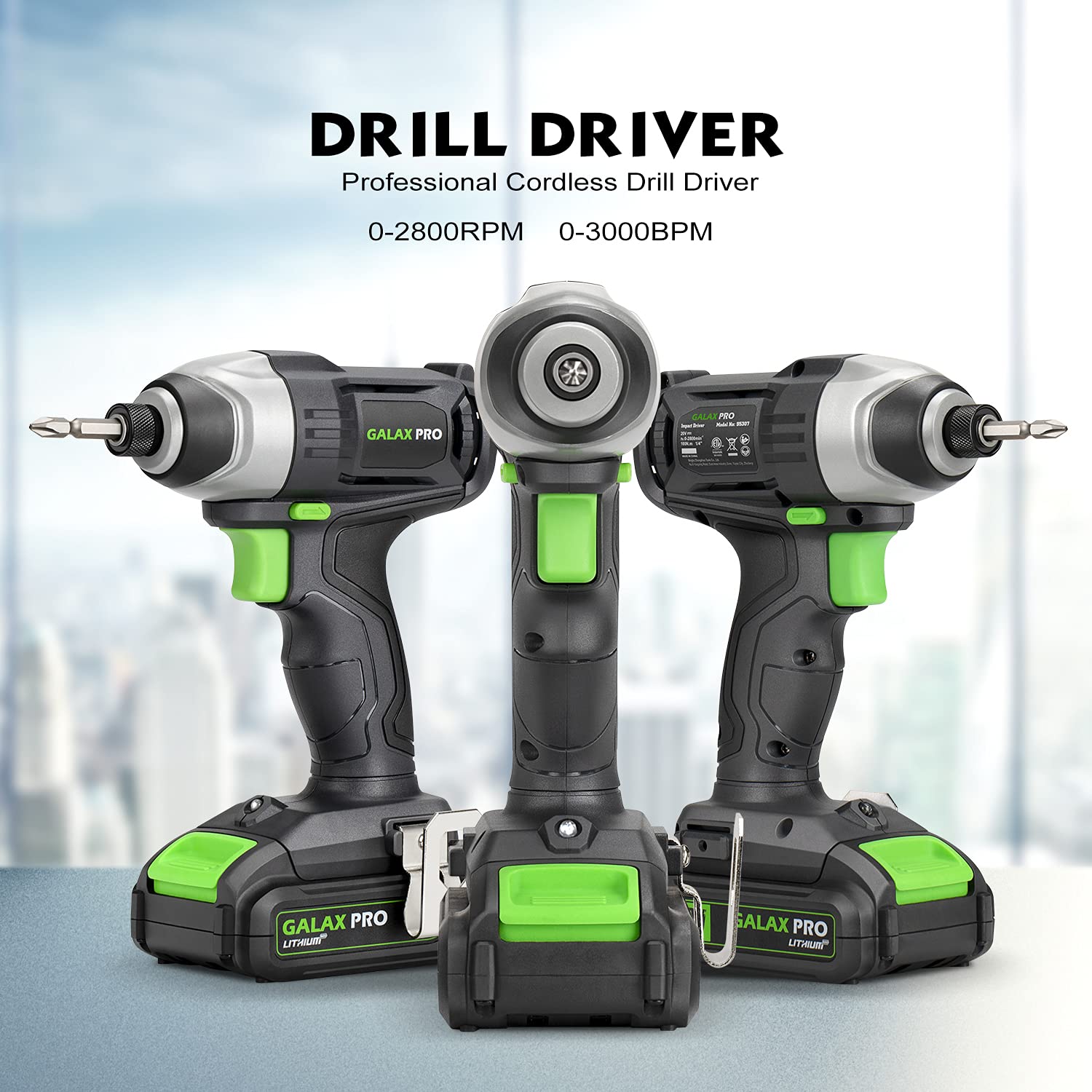 GALAX PRO Cordless Impact Driver 20V, Variable Speed (0-2800RPM),with LED Work Light, 6pcs Screwdriver Bits, 1.3Ah Battery and Charger
