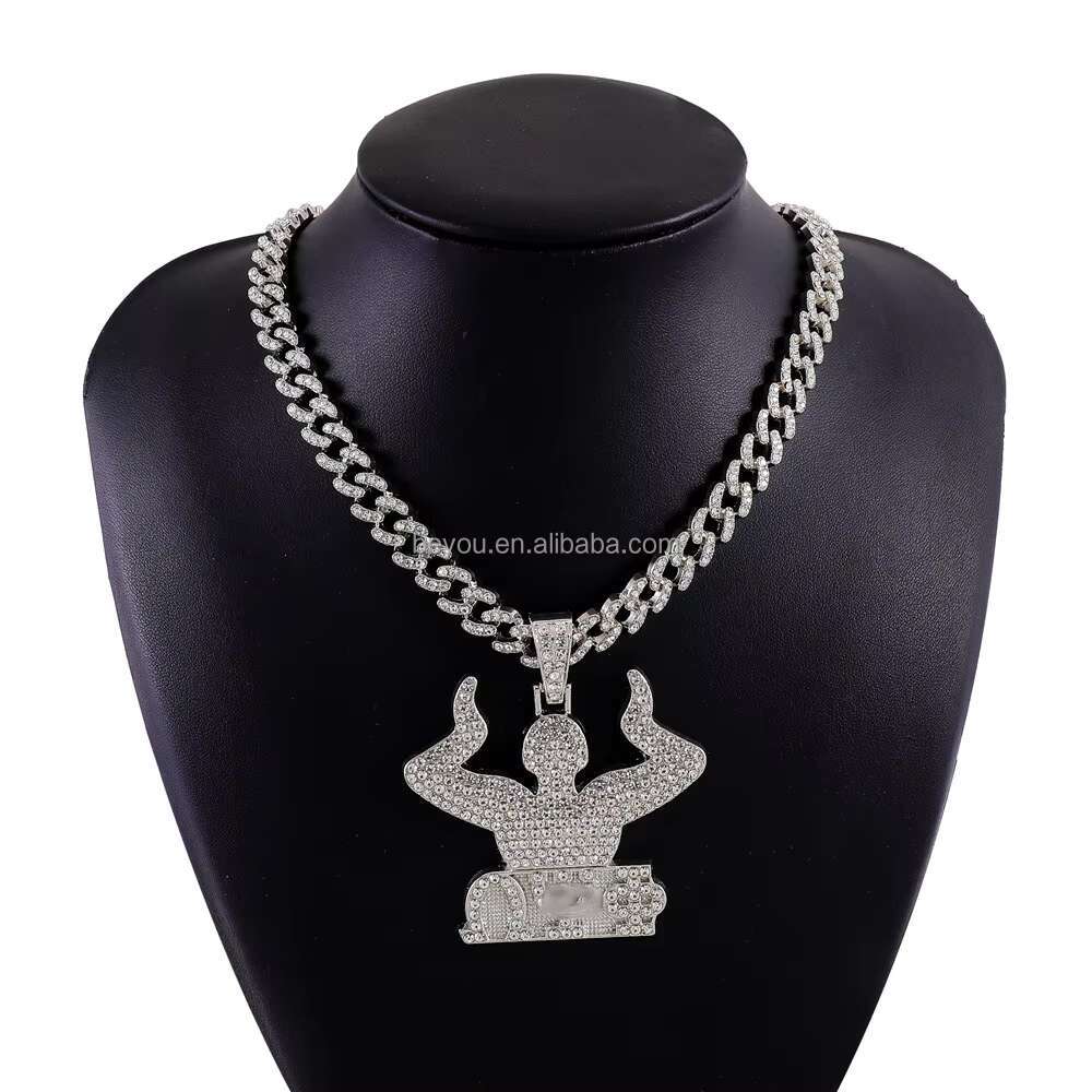 Punk Style Pendant Bling Alloy Necklace Fraternity Muscle Money Exaggerates Pendant Hip Hop Style Valentines Day Gift