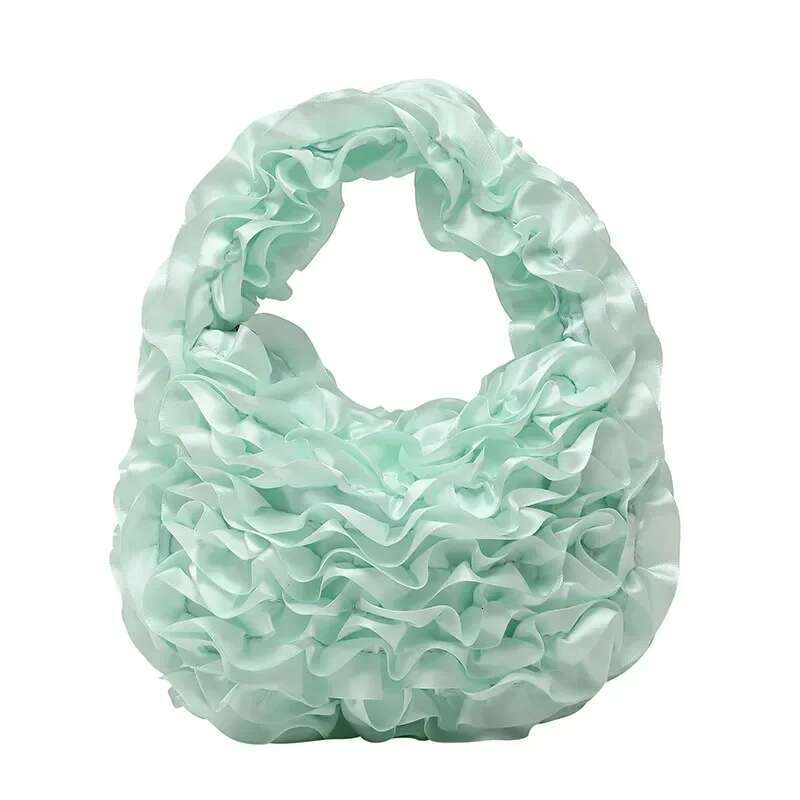 2025 Spring Fashion Pleated Flower Design Women's Small Handbag Sweet Girl Lightweight Wedding Party Evening Bag