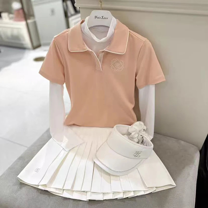 Womens Golf Clothing Fashion Polo Shirt Summer Short Sleeve Breathable Skin Friendly Slim Fit Versatile 250604
