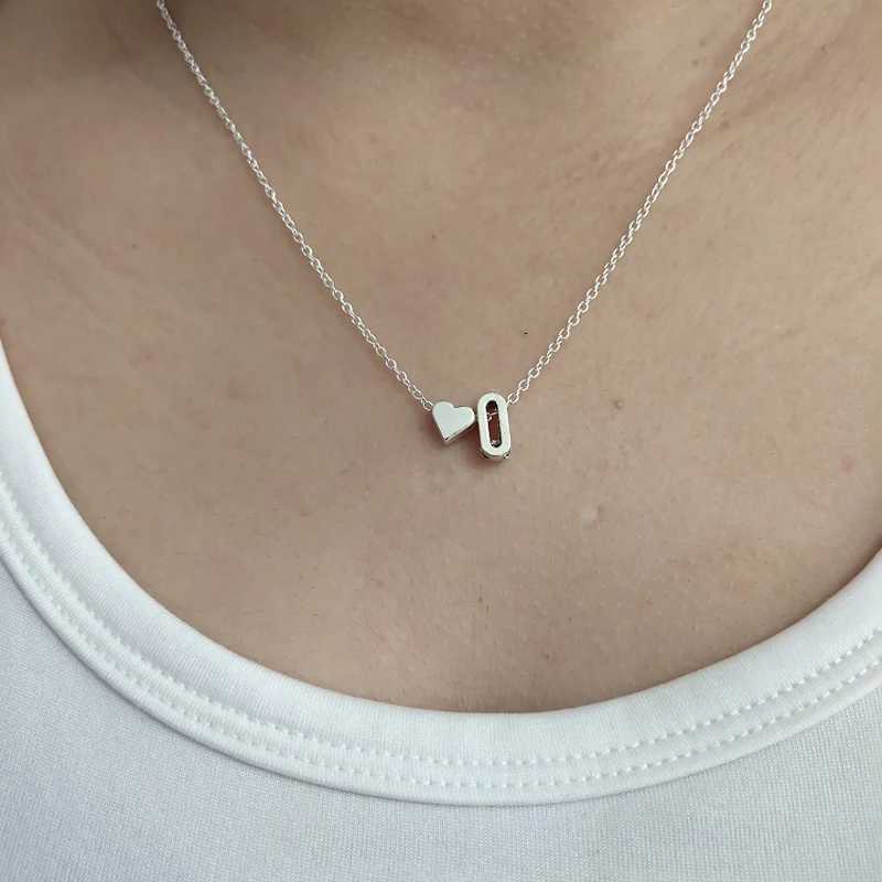 Letter Alphabet Heart Pendant Necklace First Name Plated Metal Chain Women Girls Gift XJ250604