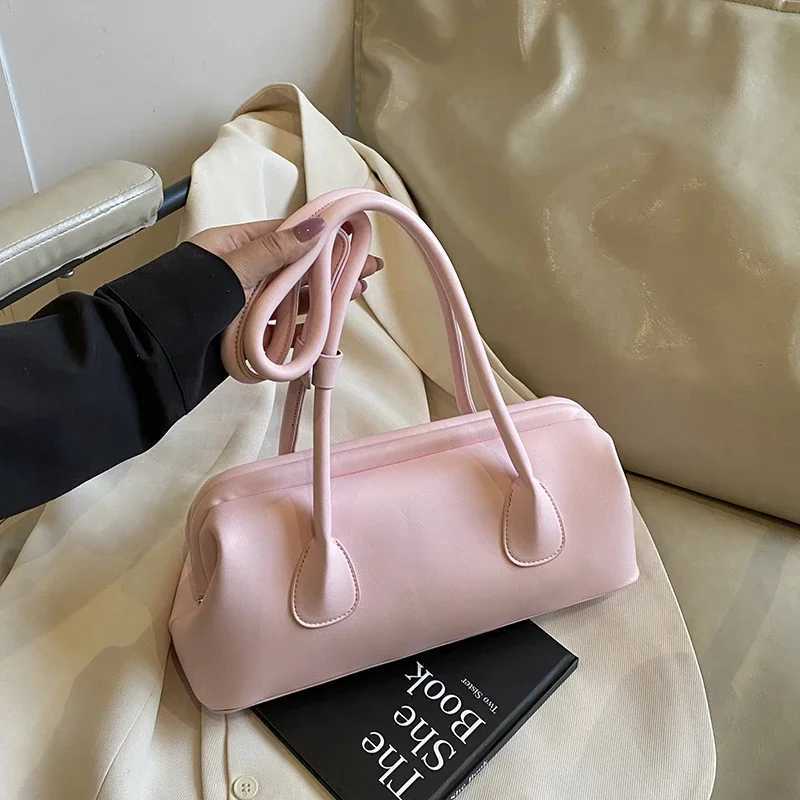 Solid Color PU Leather Underarm Bags For Women 2025 Spring Korean Fi Simple Shoulder Bag Lady Handbags And PursesXJ250605