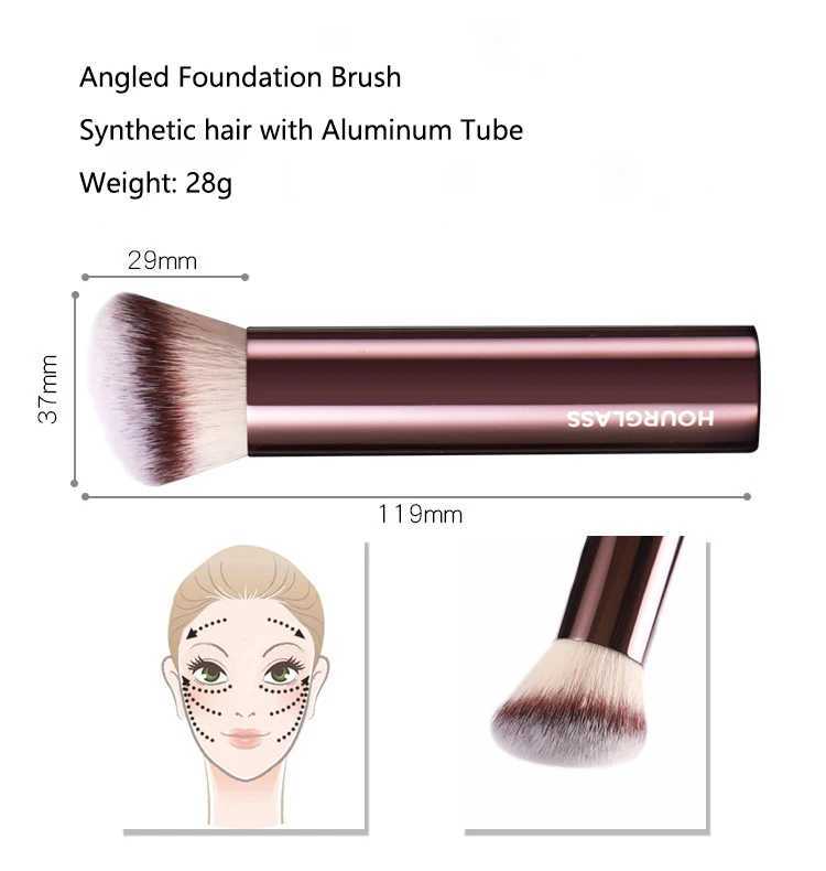 1pcs Angled Foundation Makeup Brush Powder Foundation Make Up Brushes Metal Handle Aluminum Tube Hourglass High quality cosmetic W250605