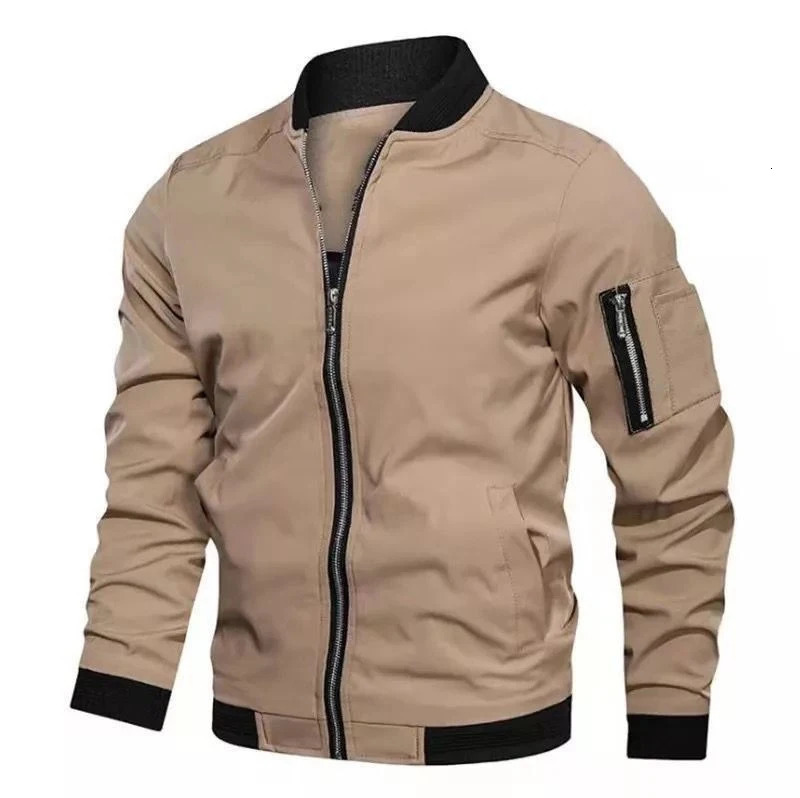 Spring Autumn Mens Bomber Jacket Casual Lightweight Jacket For Men Sports Windbreaker Zip Up Coat with Pockets Clothing 250605