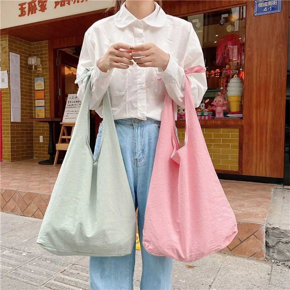 Solid Color Tote Bag Leisure Multicolor Daily Shoulder Bag Large Capacity Casual Knot Cloth Bag Women Girls Underarm Bag XJ250605