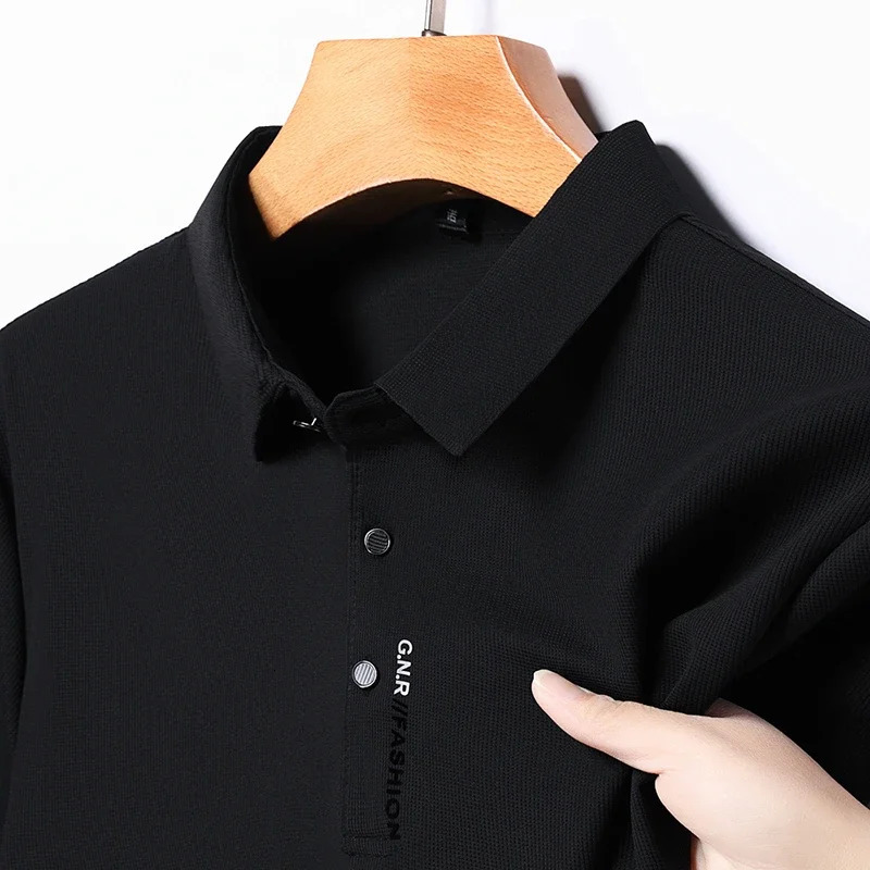 Mens Short Sleeve Solid Color Polo Shirt Breathable Comfortable Elastic Top Arrivals Casual Business Style 250604