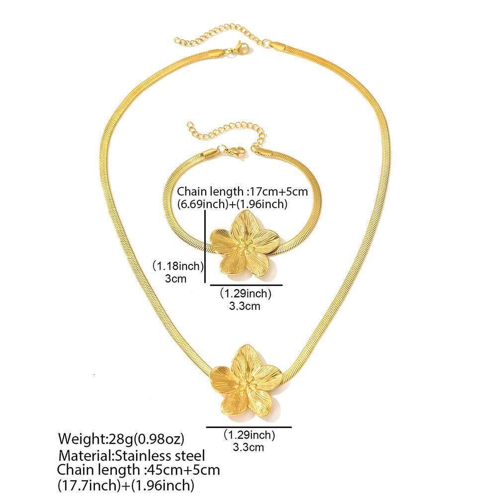 Stainless Steel Exquisite Light Flower Pendant Minimalist Set For Women Jewelry Party Gift Daily Wear