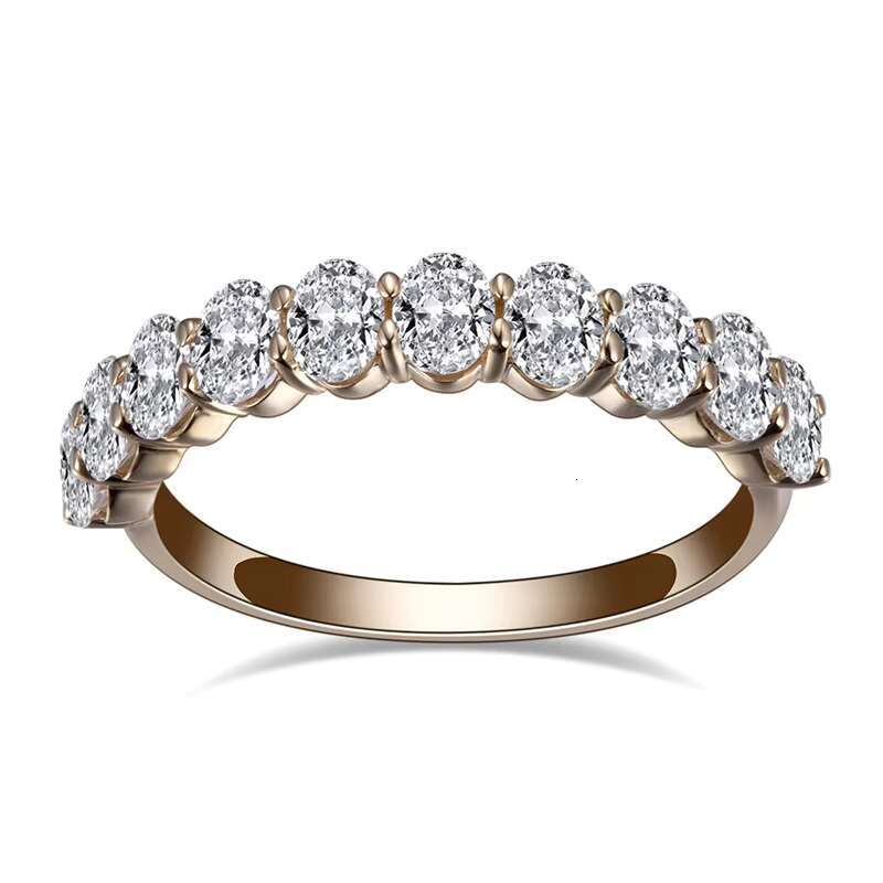 Mishang Jewelry 18K Gold Oval High Quality D Color Moissanite Eternity Ring for Women Gift