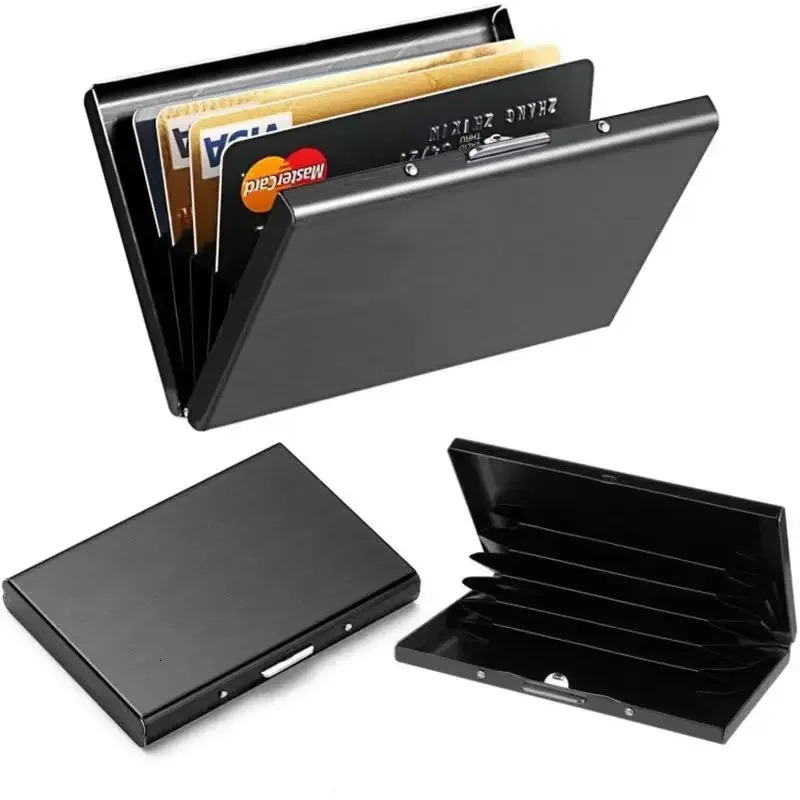 AntiScan ANTI RFID Blocking 6 Cards Aluminum Metal ID Bank Credit Card Holder Slim Wallet Case Business Protection 250605