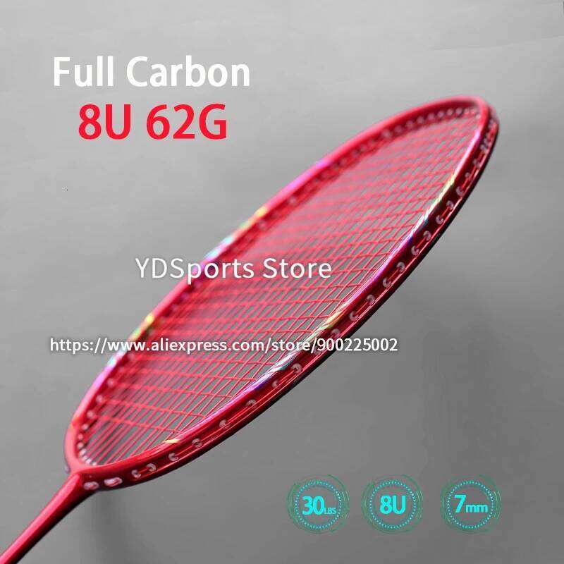 High Quality 8U 62-65G Super Light Badminton Rackets Professional Full T700 Carbon Fiber Training Racquet Sports G5 13kg Adult