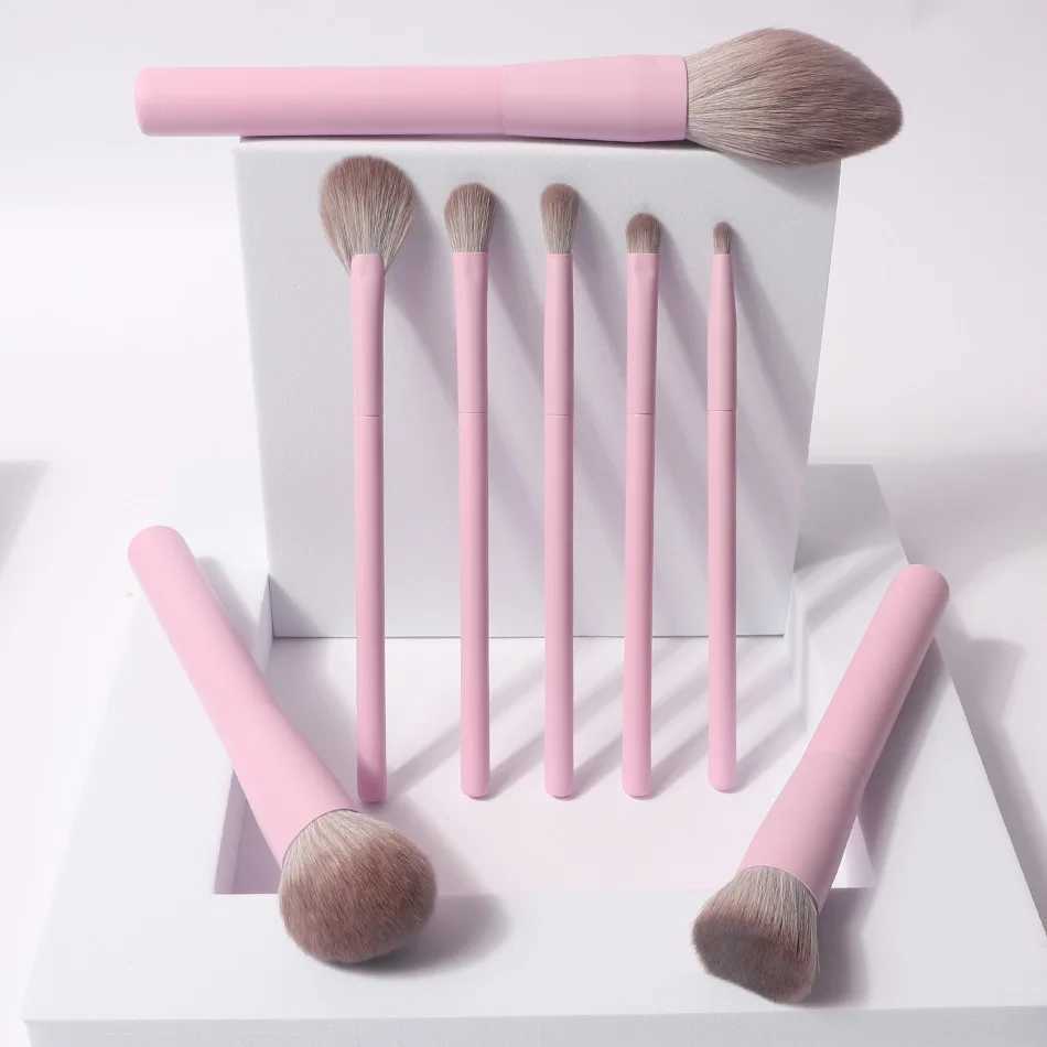 Pink Makeup Brushes Set Synthetic Hair Vegan 8 Pcs Foundation Eye Shadows Blending Powder Make Up Brush Kit Tool W250605
