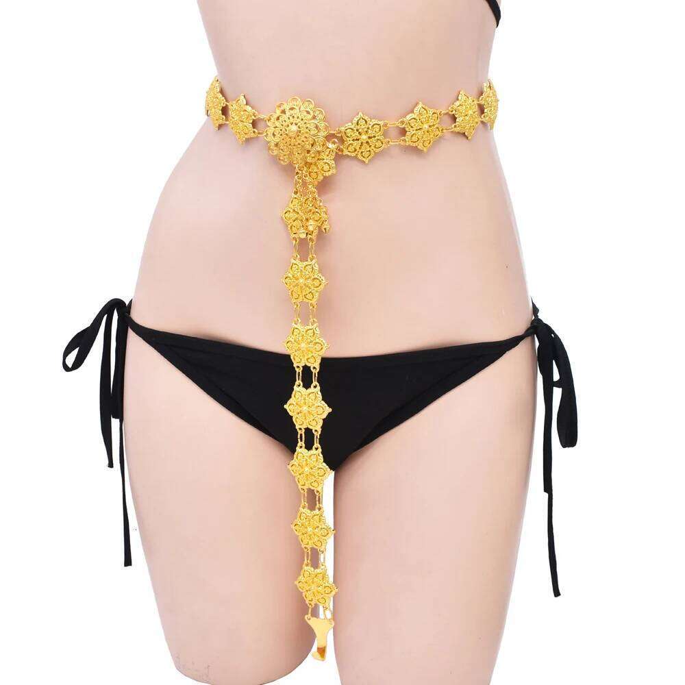 Multi Style Thai Dai Golden Alloy Hollow Flower Waist Belly Chains New Fashion Women's Robe Belts Body Jewelry Party Accessories