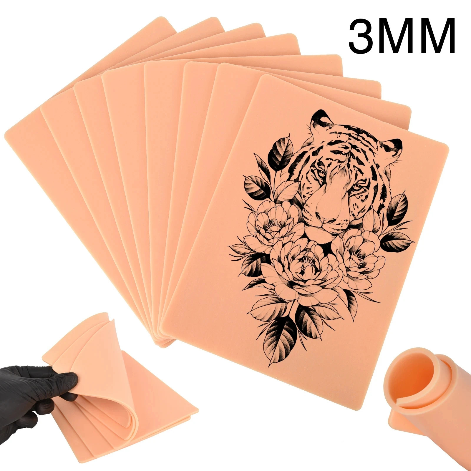 151015pcs 3MM Silicone Tattoo Practice Skin Double anent Makeup Fake Tattoo Beginner Practice Microblading Accessorie 250604
