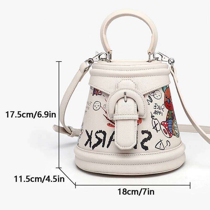 Ladies' New Graffiti Mobile Phone Handbag Bucket Travel Commuting Single Shoulder Crossbody Bag