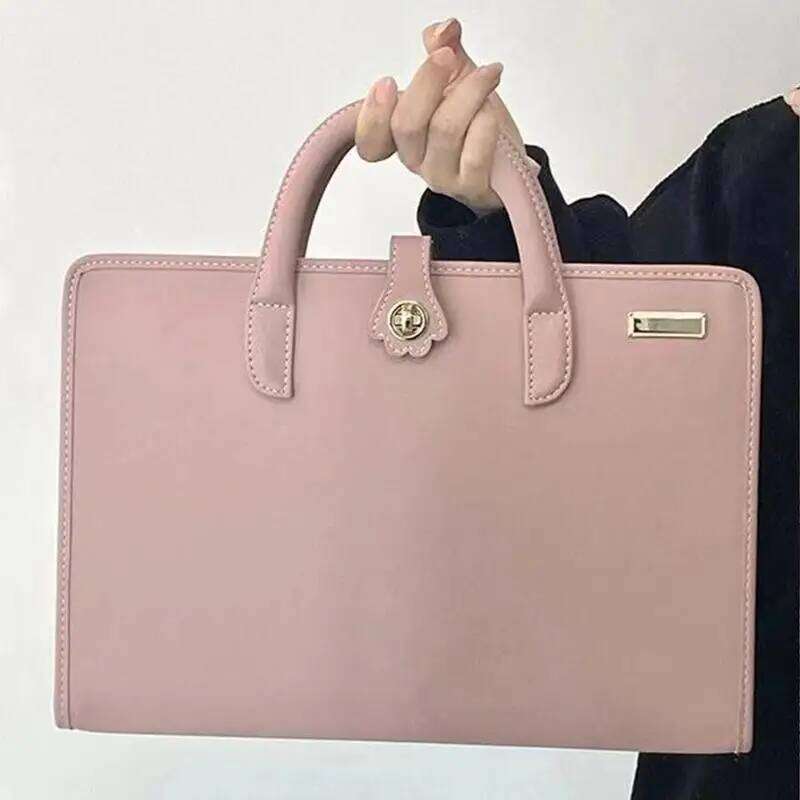 Women's Bags Designer Sleeve Pink PU Leather Laptop Bag With Handle Waterproof Notebook Carrying Case Computer Accessory For Work Travel