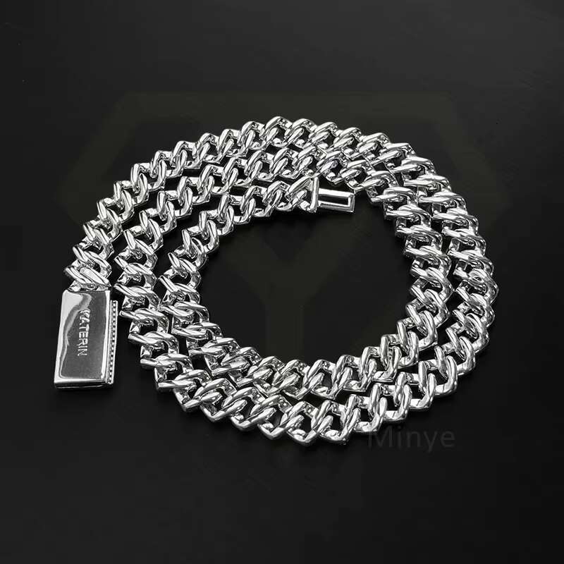 Pass Diamond Test Moissanite 925 Silver Cuban Link Plated 18K White Gold Cuban Chain for Men