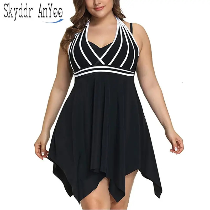 Summer Womens Swimsuit 2024 Halter Swimdress Plus Size Swimwear Two Piece Tankini Swimsuits 250603