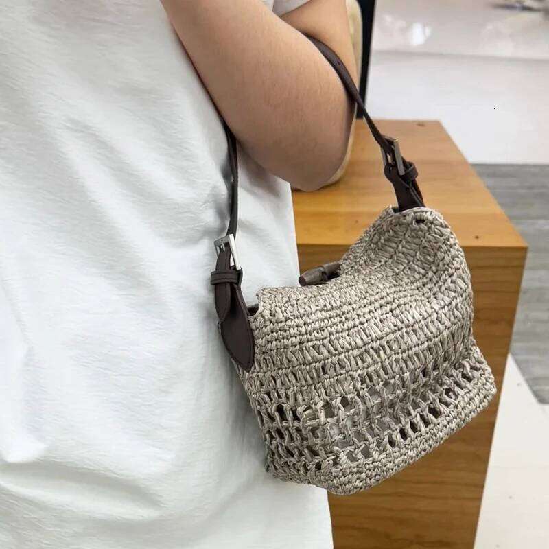 Bohemian Beach Straw Woven Bags For Women Designer Handbags Purses 2025 New In Hollow With Inner Pocket Underarm Shoulder