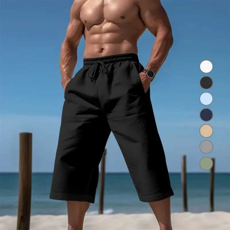 Summer Fashion Mens Loose and Breathable Capri Pants Mens Casual Breathable Shorts Men Clothing Gym Shorts XJ250605