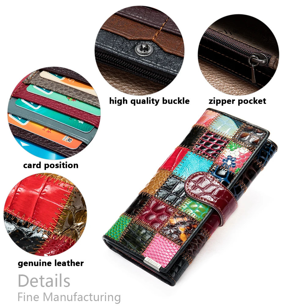 WESTAL Womens Purse Leather Wallet for Women Boho Purses Coins and Cards Ladies Wallets Long Clutch Bag Wristlet 250605