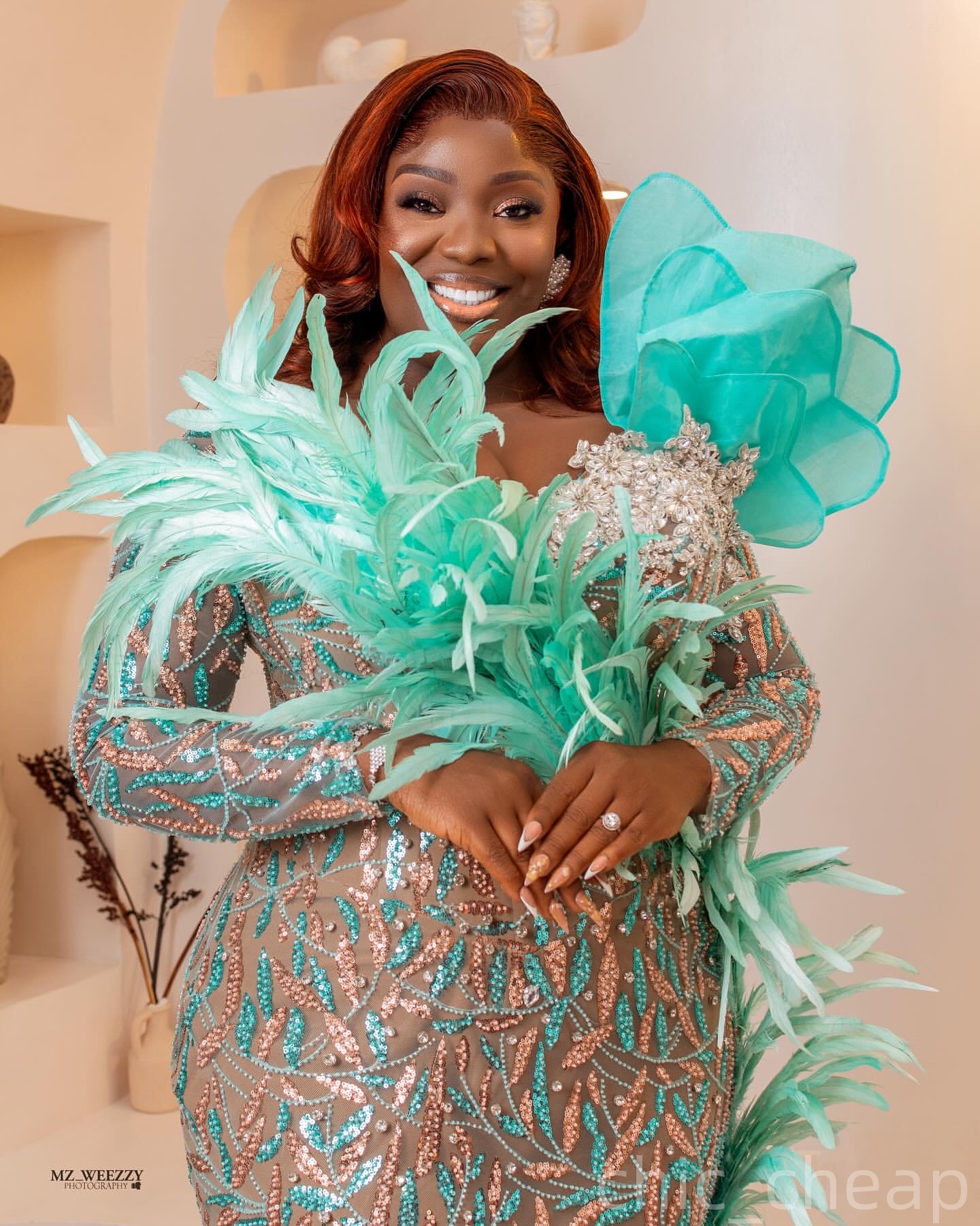 Mermaid Mint Prom Dresses 2025 Feather Lace Crystals Luxurious Evening Formal Party Second Birthday Engagement Gowns Plus Size Dress For Special Occas