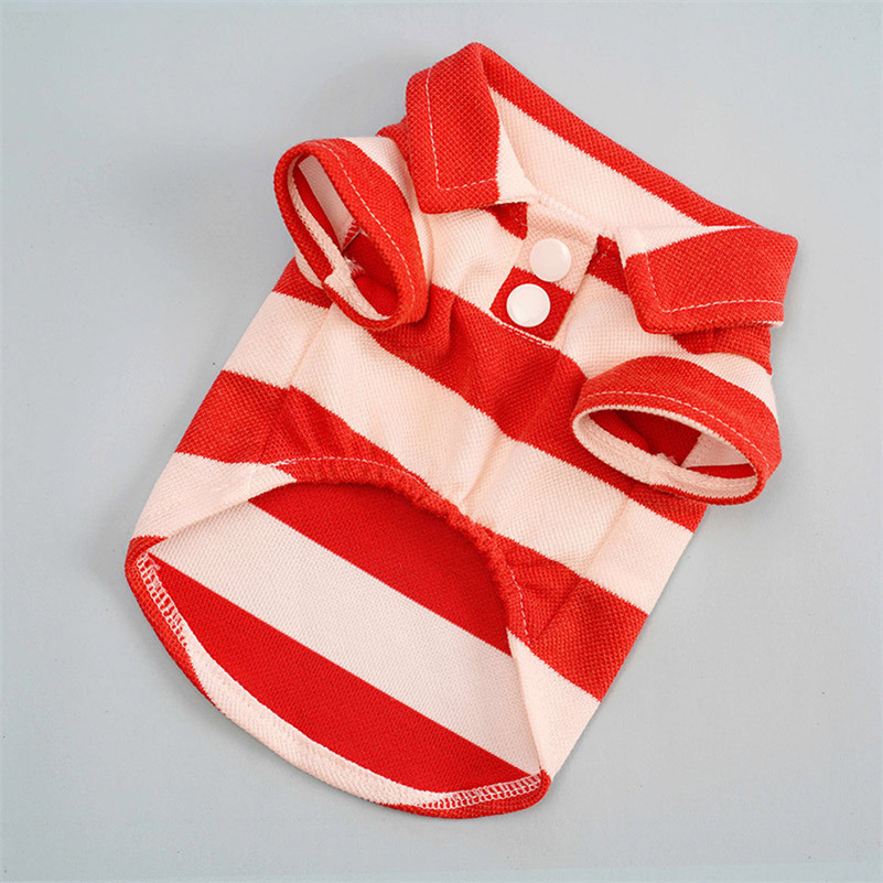 Cat Puppy Striped Polo Shirt Autumn Summer Pet Clothes for Small Dogs Cats Thick/Thin Stripes Kitten Pullover Outfits