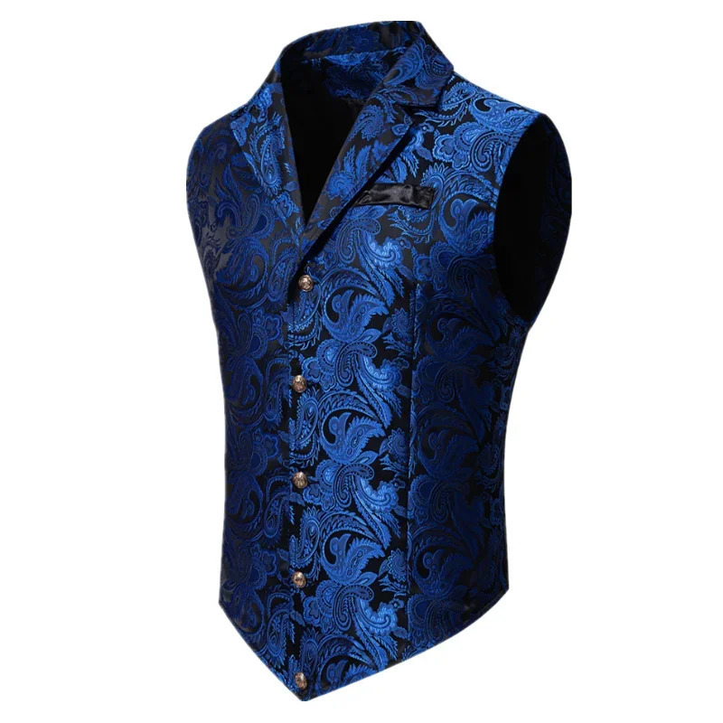 Men Jacquard Suit Vest Thin Tops Red Green Blue Pink Fashion Male Wedding Prom Party Dress Waistcoat 250605Z