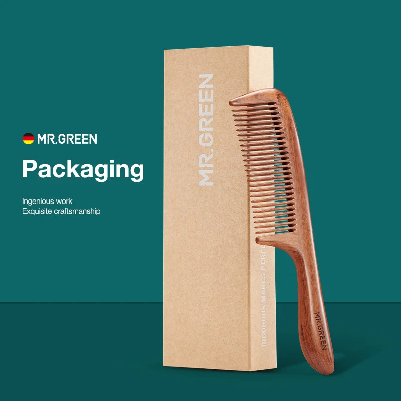MR.GREEN Natural Wood Comb Splicing Structure Hair Comb Fine Tooth Brush Anti-Static Hairdressing Hair Scalp Massage Tools Gift 250603