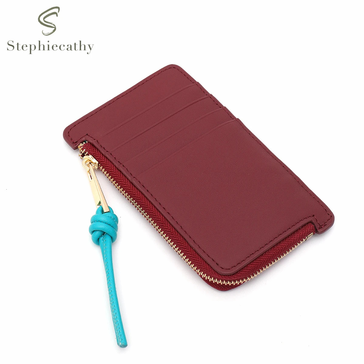 Fashionable Women Real Leather Slim Card Holder Color Block Zip Pocket Cards Coins Cash Portable Daily Coin Purse Small Wallet 250605
